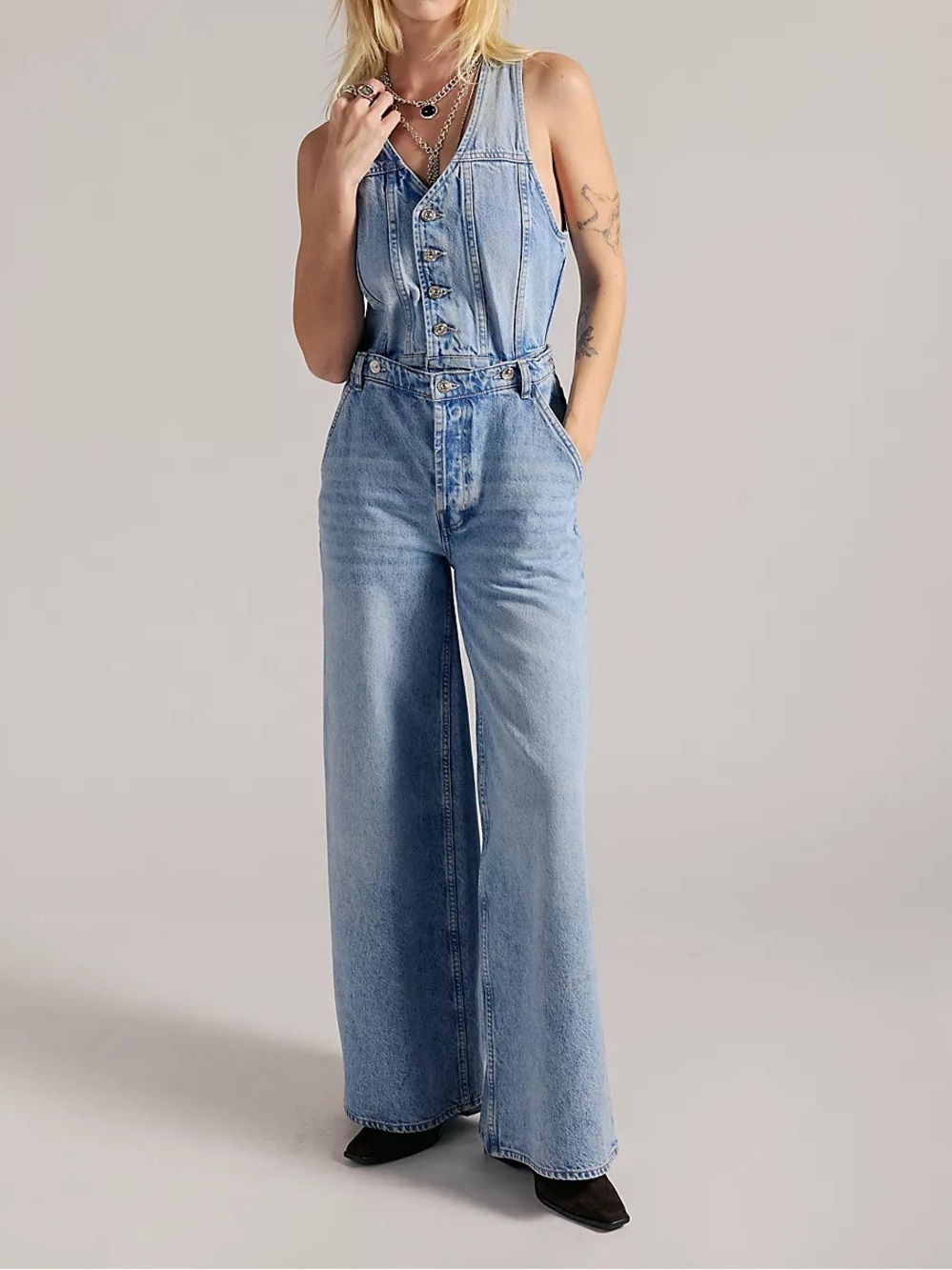 Free People We The Free Better Together Convertible Jumpsuit 100% Cotton Size 27
